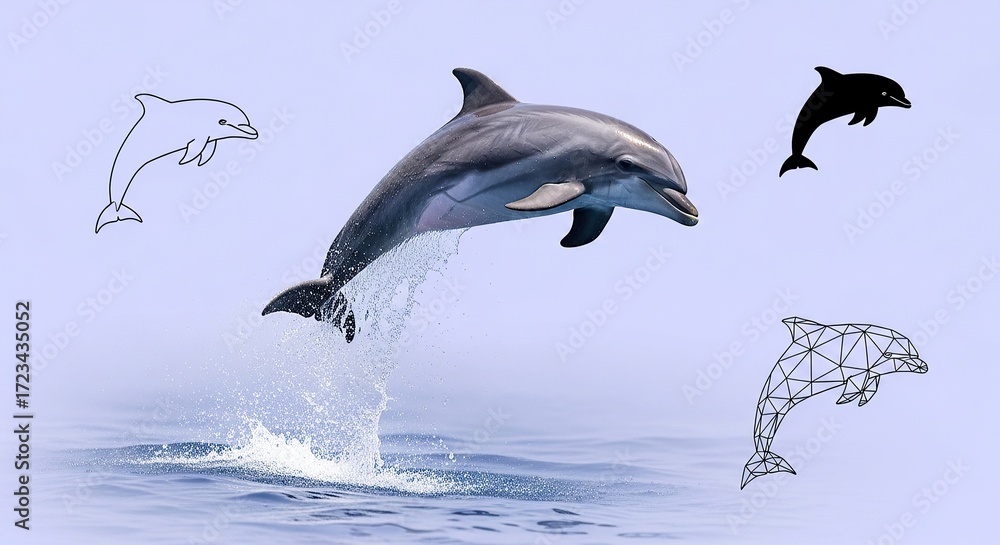 Fototapeta premium Dolphin jumping sea