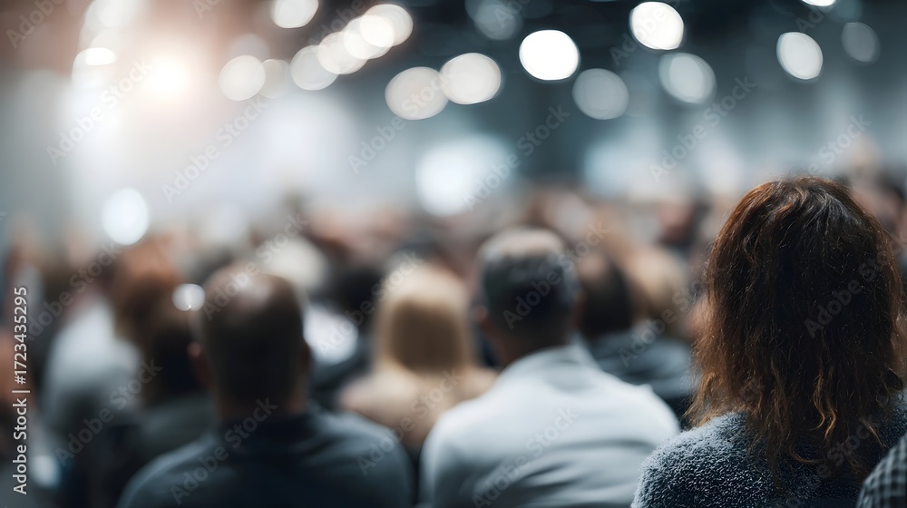 Naklejka premium Audience at a brightly lit business conference or seminar event