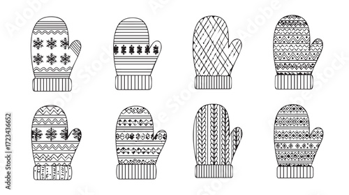Cozy knitted mittens with festive patterns for winter warmth and style collection silhouette