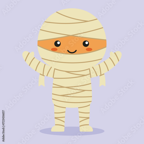 cute mummy cartoon character posing standing with open arms up