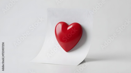 Wallpaper Mural A simple red heart rests on a white piece of paper against a clean minimalist background representing love and care Torontodigital.ca