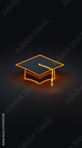 Illuminated Academic Cap: A striking image of an academic cap, illuminated with a radiant glow against a dark backdrop, symbolizing the culmination of education and the dawn of new knowledge.