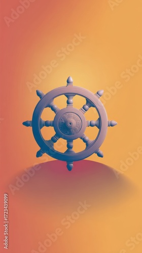 The Dharma Wheel: An image of the dharma wheel, a symbol of the Buddhist path to enlightenment, set against a warm, gradient backdrop.