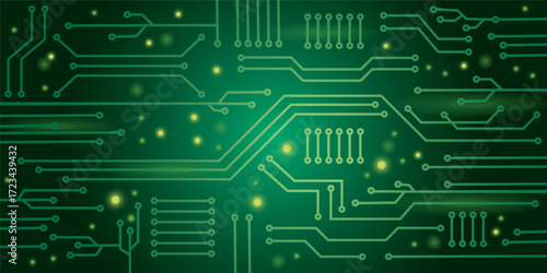 Circuit boards. Motherboards. green technology background. Vector Illustration