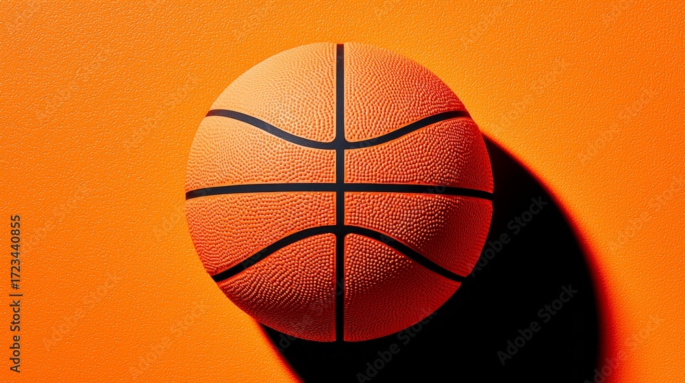 Obraz premium Orange Basketball on Orange Background Sport Equipment Game Closeup