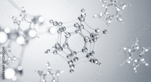 Fototapeta Naklejka Na Ścianę i Meble -  molecule for nanotechnology, this beautiful science background is for innovative cosmetic product or material. Abstract image of hexagonal atomic structure