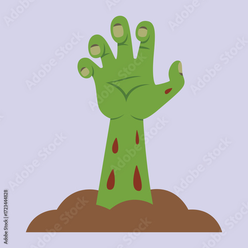 cartoon tombstone with zombie hands coming out of the ground