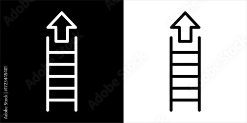 Ladder leading upwards, symbolizing growth, progress, and ambition.  A simple line art icon in black and white.