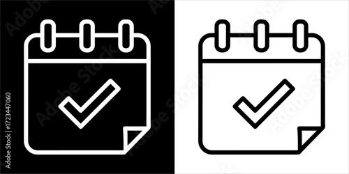 Calendar page icon with checkmark, showing completed task or appointment.