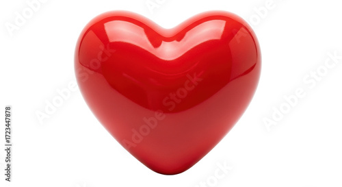 Isolated red heart reflecting light, romantic valentine love concept, glossy, shiny surface