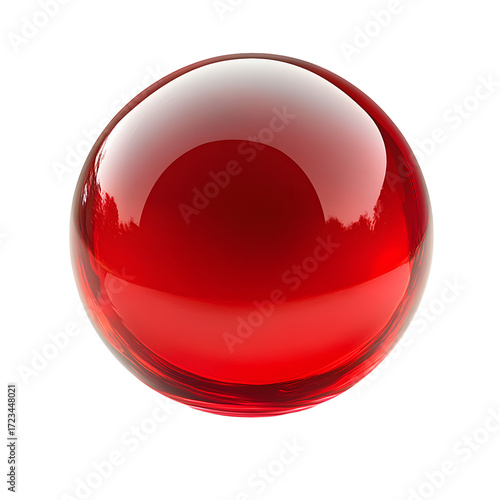 Luminous Red Glass Sphere Reflective Ball Isolated