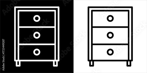 Simple outline drawing of a three-drawer chest of drawers.