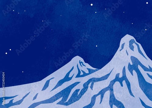 雪山と美しい夜空の背景素材
