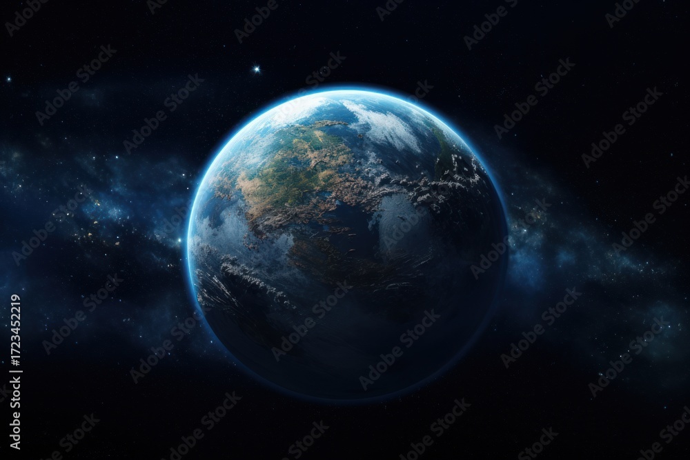 Fototapeta premium The earth on a dark background astronomy universe outdoors.