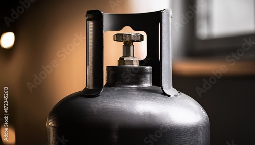 durable gas cylinder exhibiting lustrous metal body