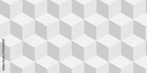 Abstract square white cubic square shape modern texture. cube geometric wall and floor vector diamond hexagon triangle wallpaper background.	