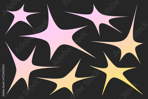 Cute freehand stars vector set. Simple space hand drawn element. Five point irregular star shapes.