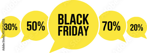 Yellow speech bubbles showing black friday deals