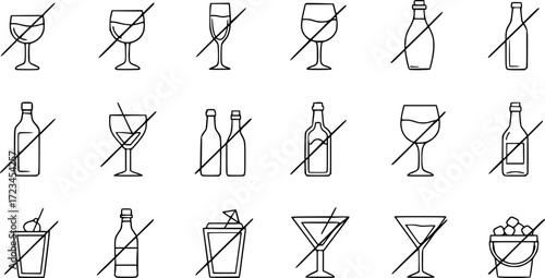 Premium pack of non-alcohol line icons.