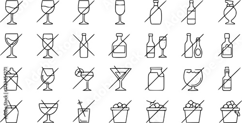 Premium pack of non-alcohol line icons.