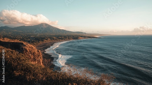 El Salvador landscape volcanoes and Pacific coastline beautiful nature view