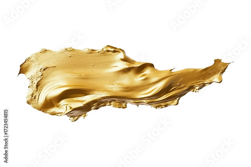Glossy Gold Golden Brush Stroke. Isolated on White Background and Transparent PNG.