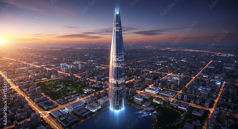 Fototapeta premium Skyscraper Sunset View.