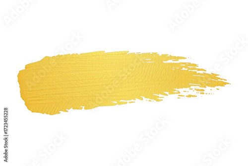 Gold Golden Yellow Brush Stroke. Isolated on White Background and Transparent PNG.