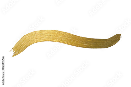 Gold Golden Brush Stroke. Isolated on White Background and Transparent PNG.