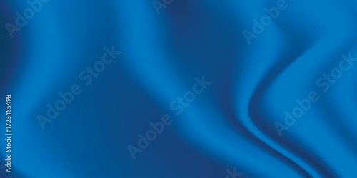 Silk blue background. Abstract vector pattern with copy space. Liquid wave texture, smooth drapery wallpaper. Wedding fabric, satin. Wavy design for banner, card, postcard, backdrop.
