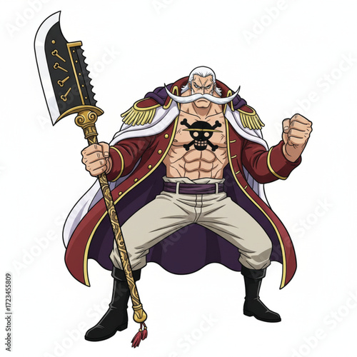 cartoon vector of old admiral in white service uniform