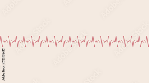 Repeating pink heart rhythm pattern on a light background showing a consistent and regular heartbeat