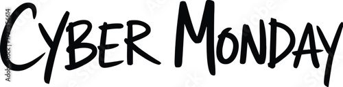 Cyber monday text handwritten on a white background