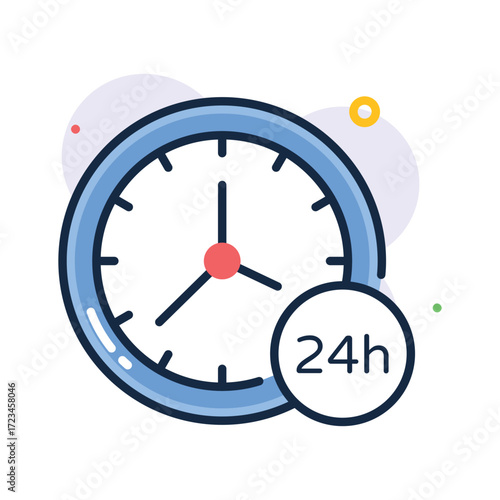 24h service icon symbolizing round the clock shopping and support.