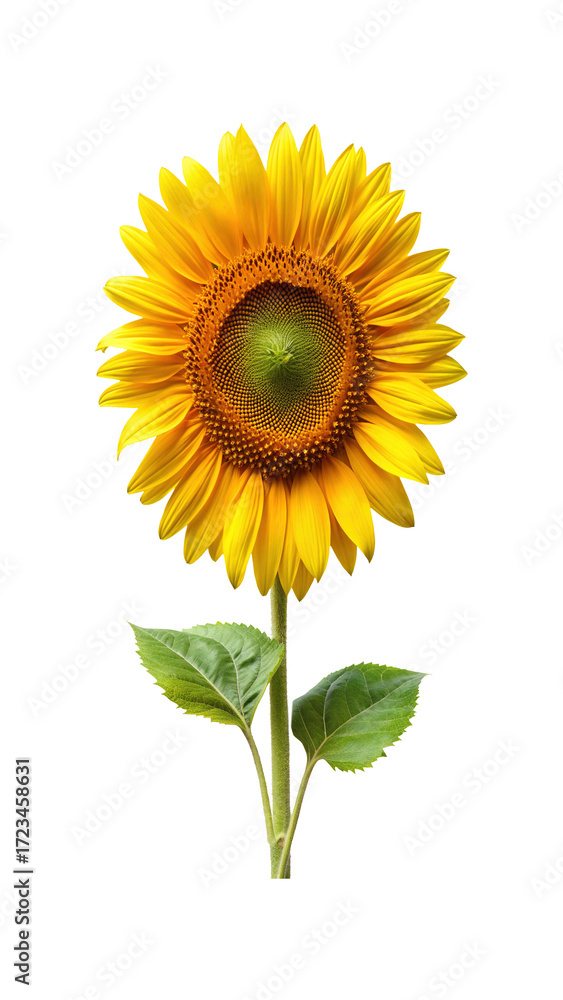 Fototapeta premium Closeup of a Vibrant and Stunning Sunflower in Full Bloom Isolated