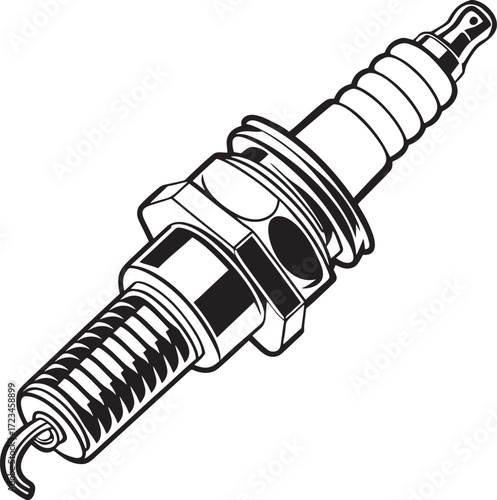 Black Spark Plug Icon Vector
