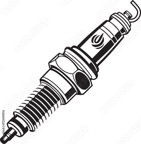 Black Spark Plug Icon Vector
