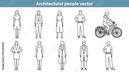 Collection of architectural people vector drawings showing diverse figures in silhouette style for urban planning and design projects