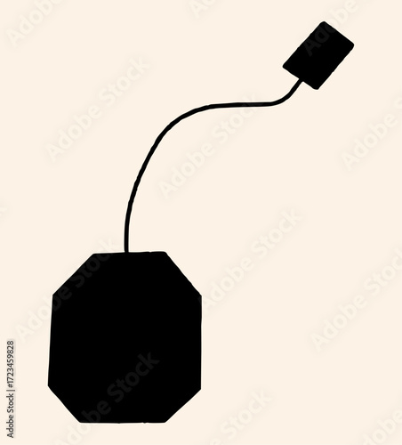 Tea Bag Icon Silhouette, Hand Drawn Teabag Vector Illustration Isolated, Tea Time Element in Doodle Style
