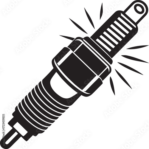 Black Spark Plug Icon Vector
