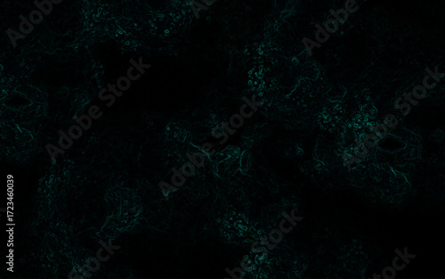 Dark abstract texture with faint glowing teal-green lines forming smoky, cloud-like organic shapes. Mysterious, digital, and atmospheric feel, resembling neon fractals or flowing energy currents