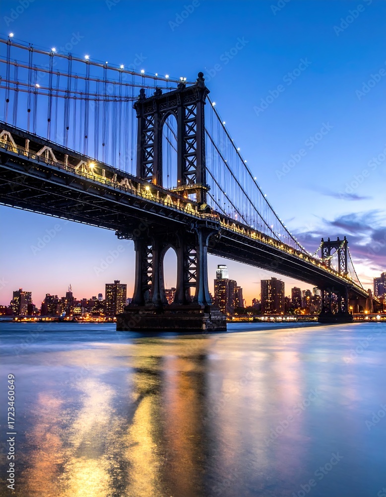 Fototapeta premium City skyline bridge at twilight