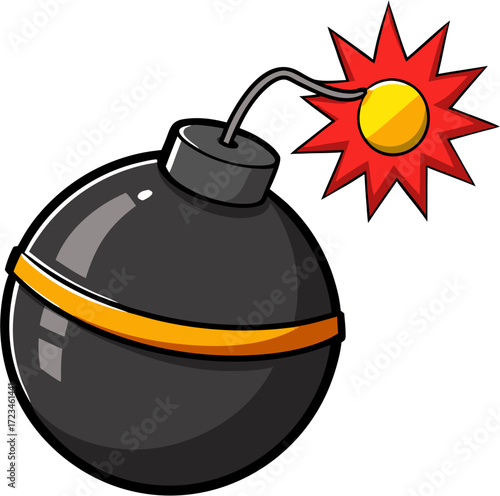 bomb with burning fuse