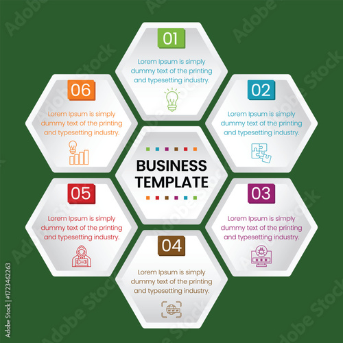 Business Infographic Elements with Colorful Step Process Vector Design