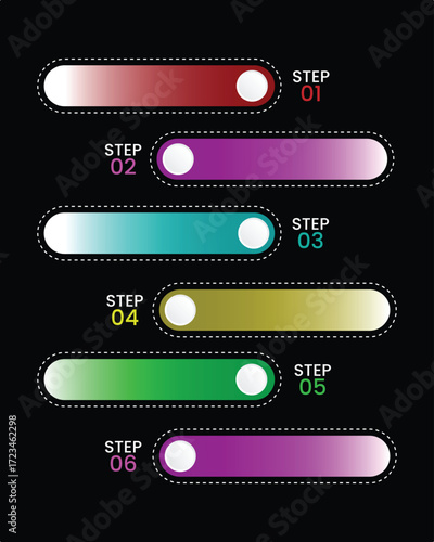 Business Infographic Elements with Colorful Step Process Vector Design