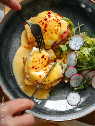 Eggs Benedict. A healthy breakfast.