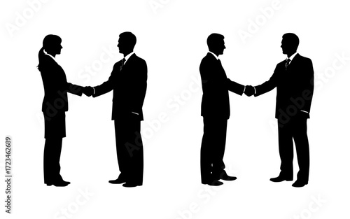 Business people handshake silhouette. Partnership and networking silhouette.