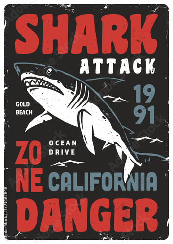 Shark attack warning sign at Gold Beach California
