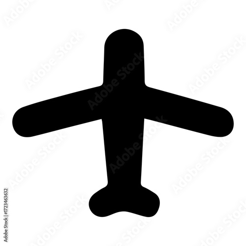 A black and white drawing of an airplane. The airplane is positioned in the middle of the image and is the main focus. The image has a simple and minimalistic design