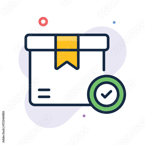 Confirmed parcel icon, approved orders, ecommerce packages, and shipping